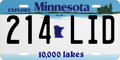 MN license plate 214LID