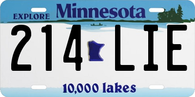 MN license plate 214LIE