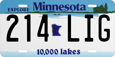 MN license plate 214LIG