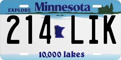 MN license plate 214LIK