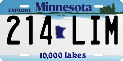 MN license plate 214LIM