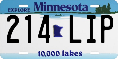 MN license plate 214LIP