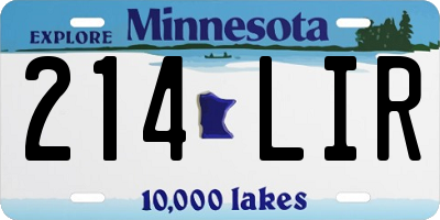 MN license plate 214LIR