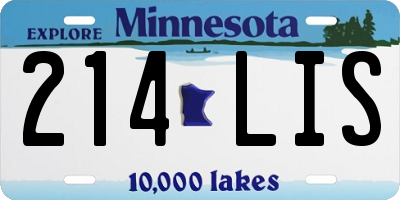 MN license plate 214LIS