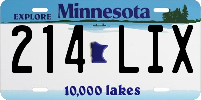MN license plate 214LIX