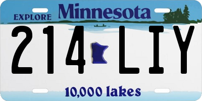 MN license plate 214LIY