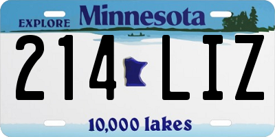 MN license plate 214LIZ