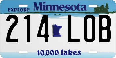 MN license plate 214LOB