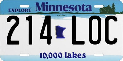 MN license plate 214LOC