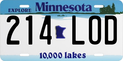 MN license plate 214LOD