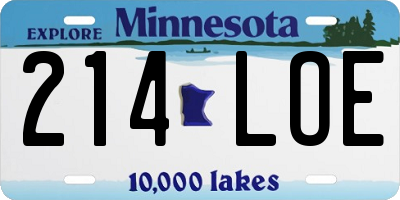 MN license plate 214LOE