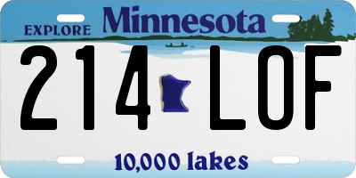 MN license plate 214LOF