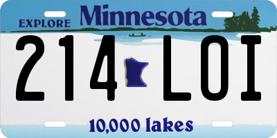 MN license plate 214LOI
