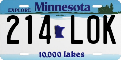 MN license plate 214LOK