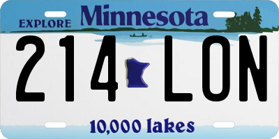 MN license plate 214LON