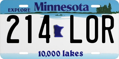 MN license plate 214LOR