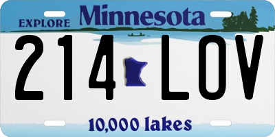 MN license plate 214LOV