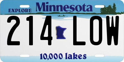 MN license plate 214LOW