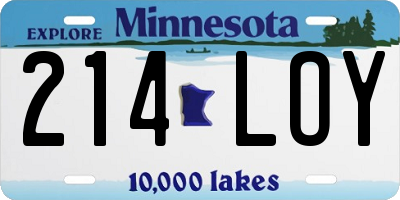MN license plate 214LOY