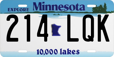 MN license plate 214LQK