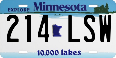 MN license plate 214LSW