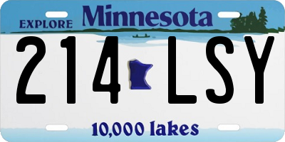 MN license plate 214LSY