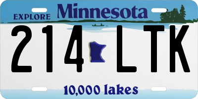 MN license plate 214LTK