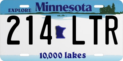 MN license plate 214LTR