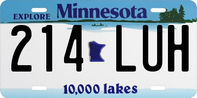 MN license plate 214LUH