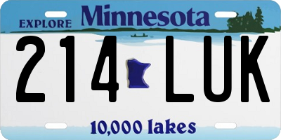 MN license plate 214LUK