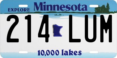 MN license plate 214LUM