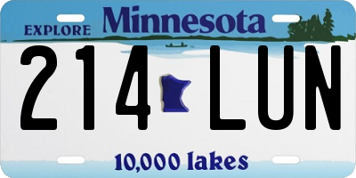 MN license plate 214LUN
