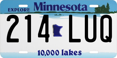 MN license plate 214LUQ