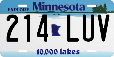MN license plate 214LUV