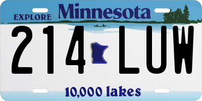 MN license plate 214LUW