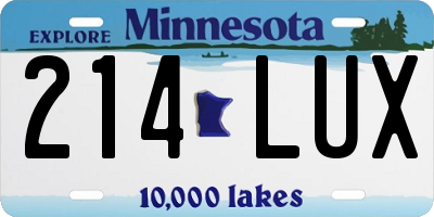 MN license plate 214LUX
