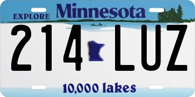 MN license plate 214LUZ