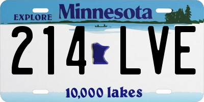 MN license plate 214LVE