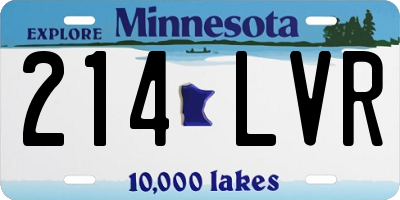 MN license plate 214LVR