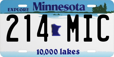 MN license plate 214MIC