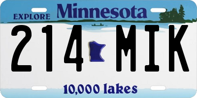 MN license plate 214MIK