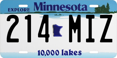 MN license plate 214MIZ