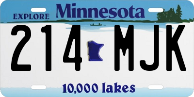 MN license plate 214MJK