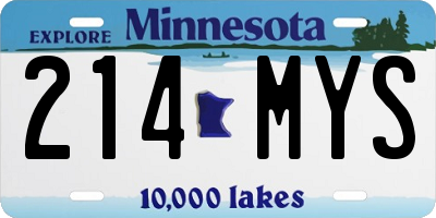 MN license plate 214MYS