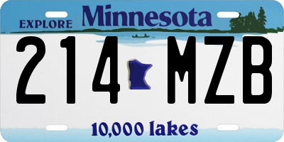 MN license plate 214MZB
