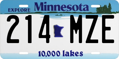 MN license plate 214MZE