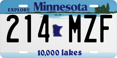 MN license plate 214MZF