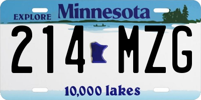 MN license plate 214MZG