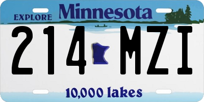 MN license plate 214MZI