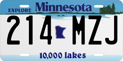 MN license plate 214MZJ